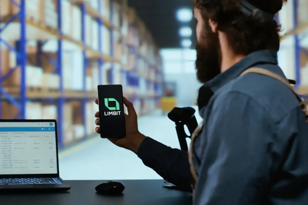 Operario llena registros desde su app y plataforma de Limbit para formularios digitales en tareas operativas