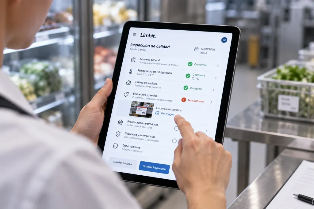 Checklist de calidad digital con controles, evidencias y una incidencia detectada