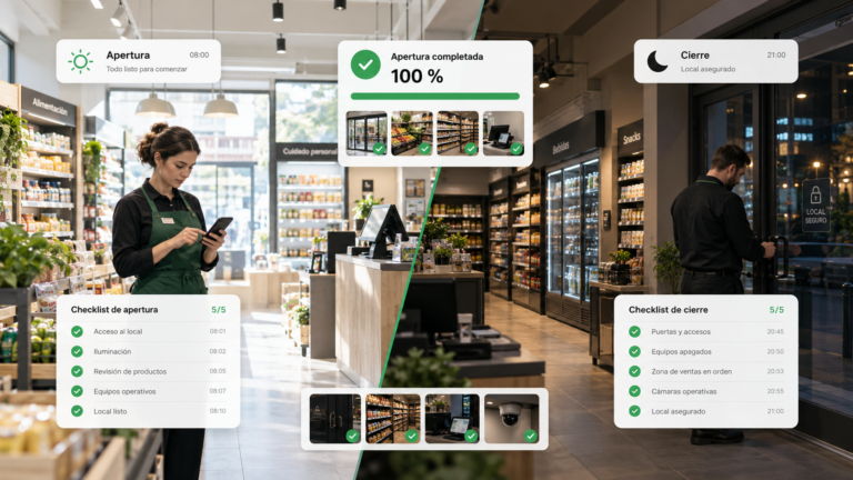 Checklist digital de apertura y cierre de tienda con controles operativos diarios